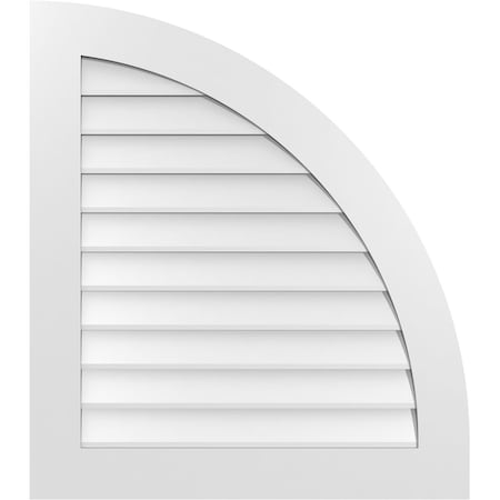 Ekena Millwork Quarter Round Top Right Surface Mount PVC Gable Vent w/ 3-1/2"W x 1"P Standard Frame, 30"W x 34"H GVPQR30X3401SN